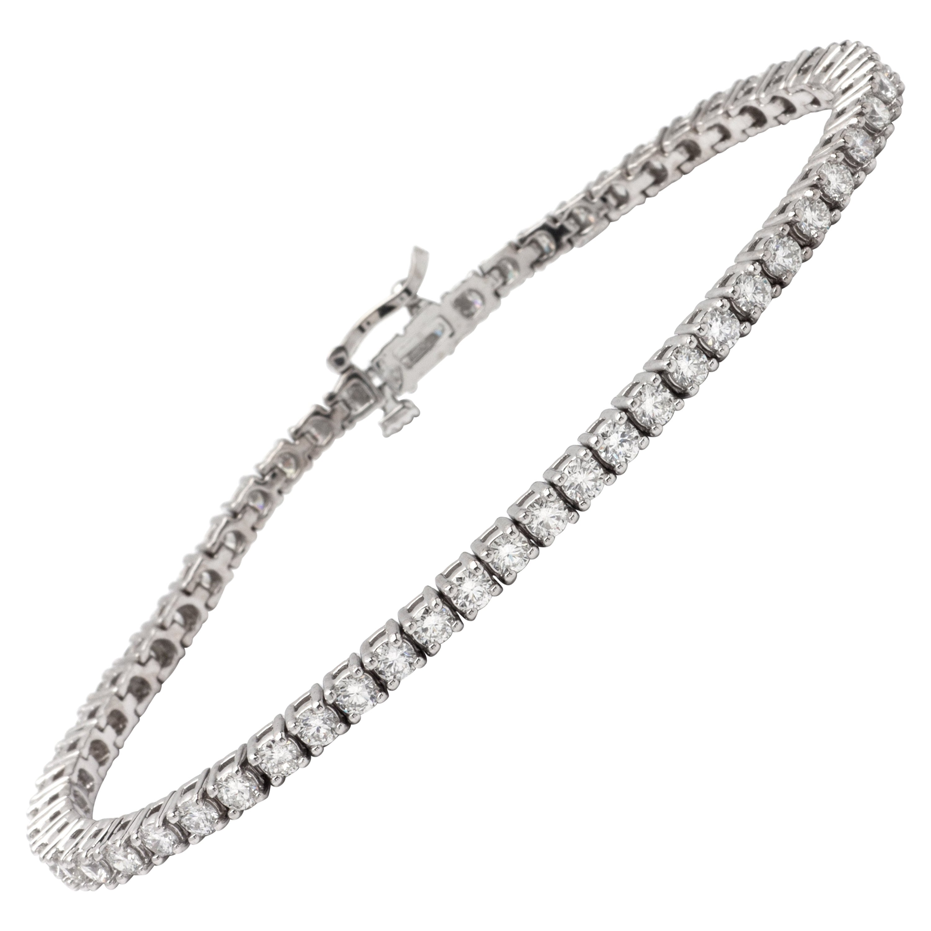 4.05 Carat Total Weight Diamond White Gold Fancy Tennis Bracelet at 1stDibs
