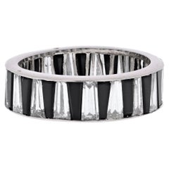 Platinum Diamond and Onyx Baguette Channel Set Eternity Ring