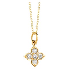 Syna Yellow Gold Flower Pendant with Diamonds