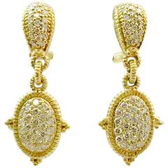 Retro Judith Ripka Diamond Gold Drop Earrings