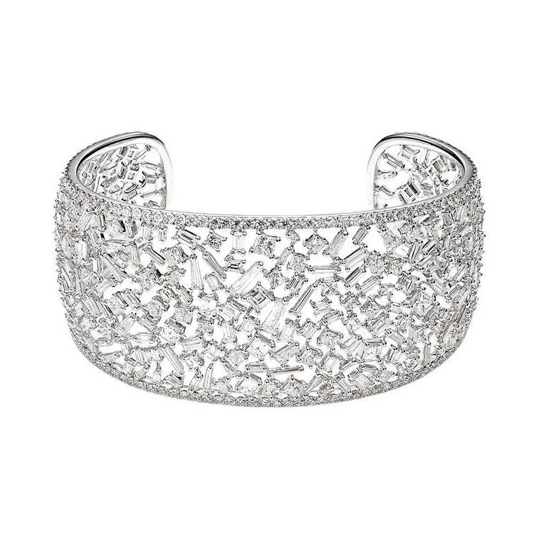 Diamond and White Gold Bangle For Sale
