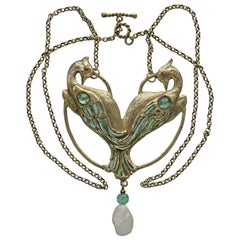 Used Charles Boutet de Monvel Art Nouveau Peacock Pendant