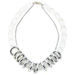 Retro 1970s Lucite and Chrome Statement Necklace