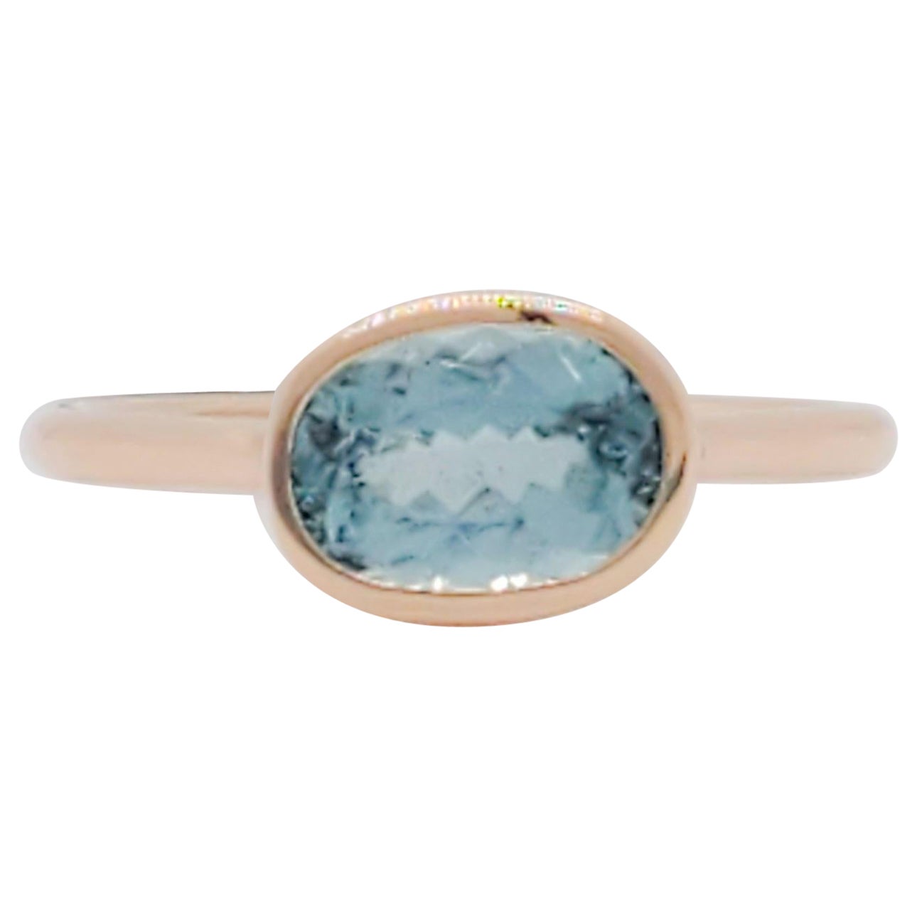 Estate Paraiba Tourmaline Solitaire Ring in 18k Rose Gold For Sale