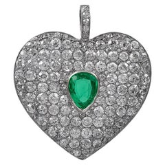 Antique Emerald Diamond Heart Pendant
