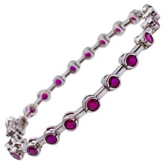 Ruby White Gold Semi-Bezel Tennis Bracelet