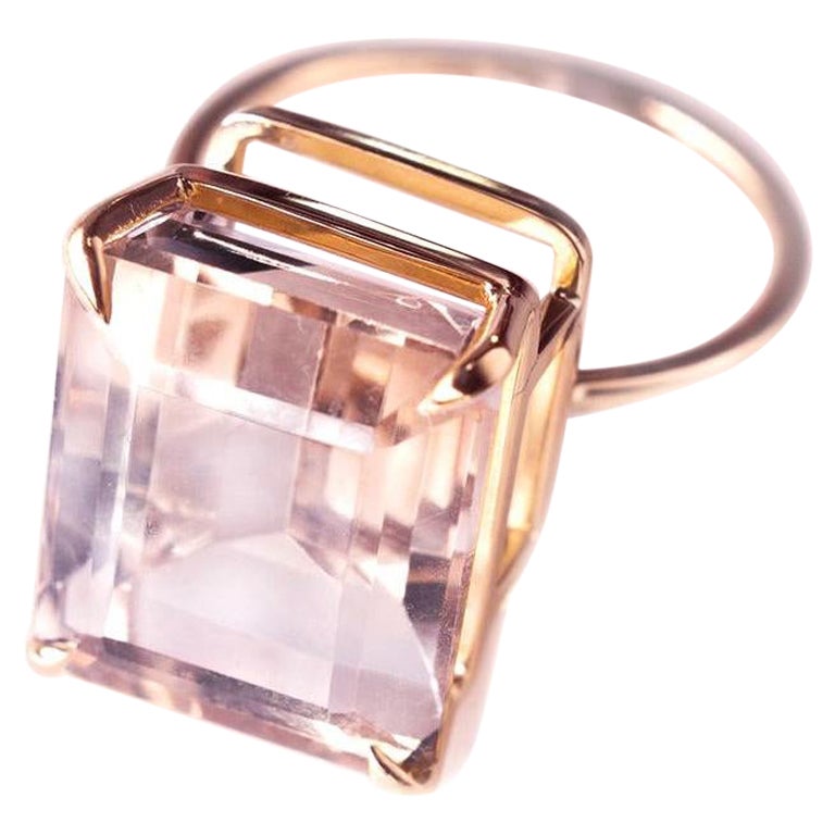 Eighteen Karat Rose Gold Contemporary Ring with Pink Morganite For Sale