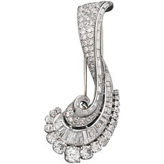 1930s Art Deco Diamond Platinum Brooch