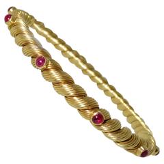 Van Cleef & Arpels Ruby Gold Bangle Bracelet