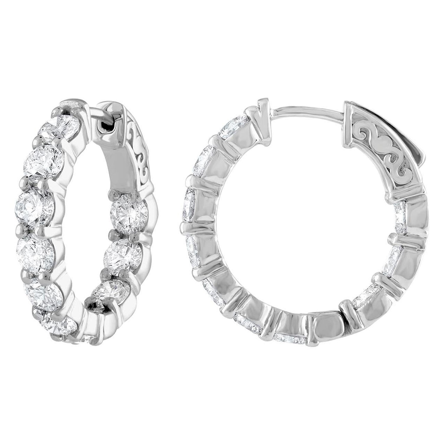 Diana M. 4.10 Carat Inside Out Diamond Hoop Earrings, 0.20 Carat Each For Sale