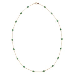 Oval Emerald Bezel-Set Necklace, 18k Yellow Gold
