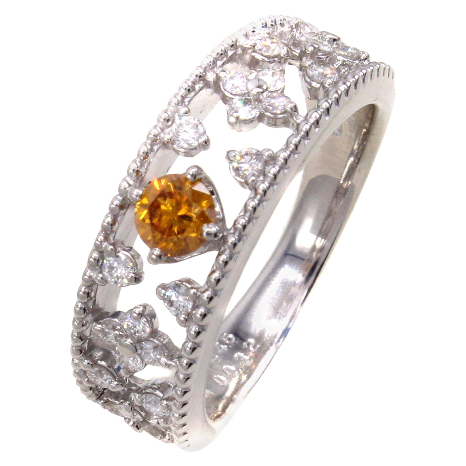 Natürlicher tiefgelb-oranger Diamant Ewigkeitsring mit natürlichem Fancy-Diamant im Angebot