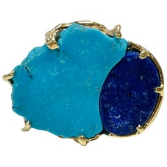 Turquoise Lapis Lazuli Free-Form Cocktail Ring