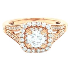 1.40 Cttw. Round Brilliant Diamond Halo Engagement Ring 14k Rose Gold