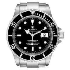 Rolex Submariner Black Dial Steel Mens Watch 16610 Box Service Card