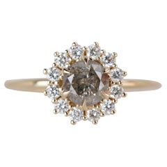 14K Gold 0.67 Ct. Salt and Pepper Diamond Engagement Solitaire Ring