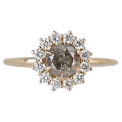 Or 14K 0,67 Ct. Bague de fiançailles solitaire Salt and Pepper Diamond