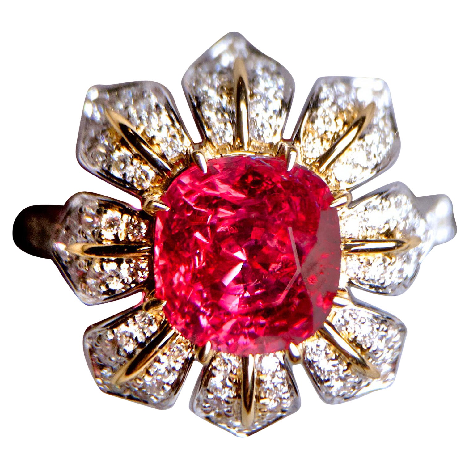 Eostre Unheated Jedi Red Spinel 3.32ct and Diamond Duo Colour Ring 