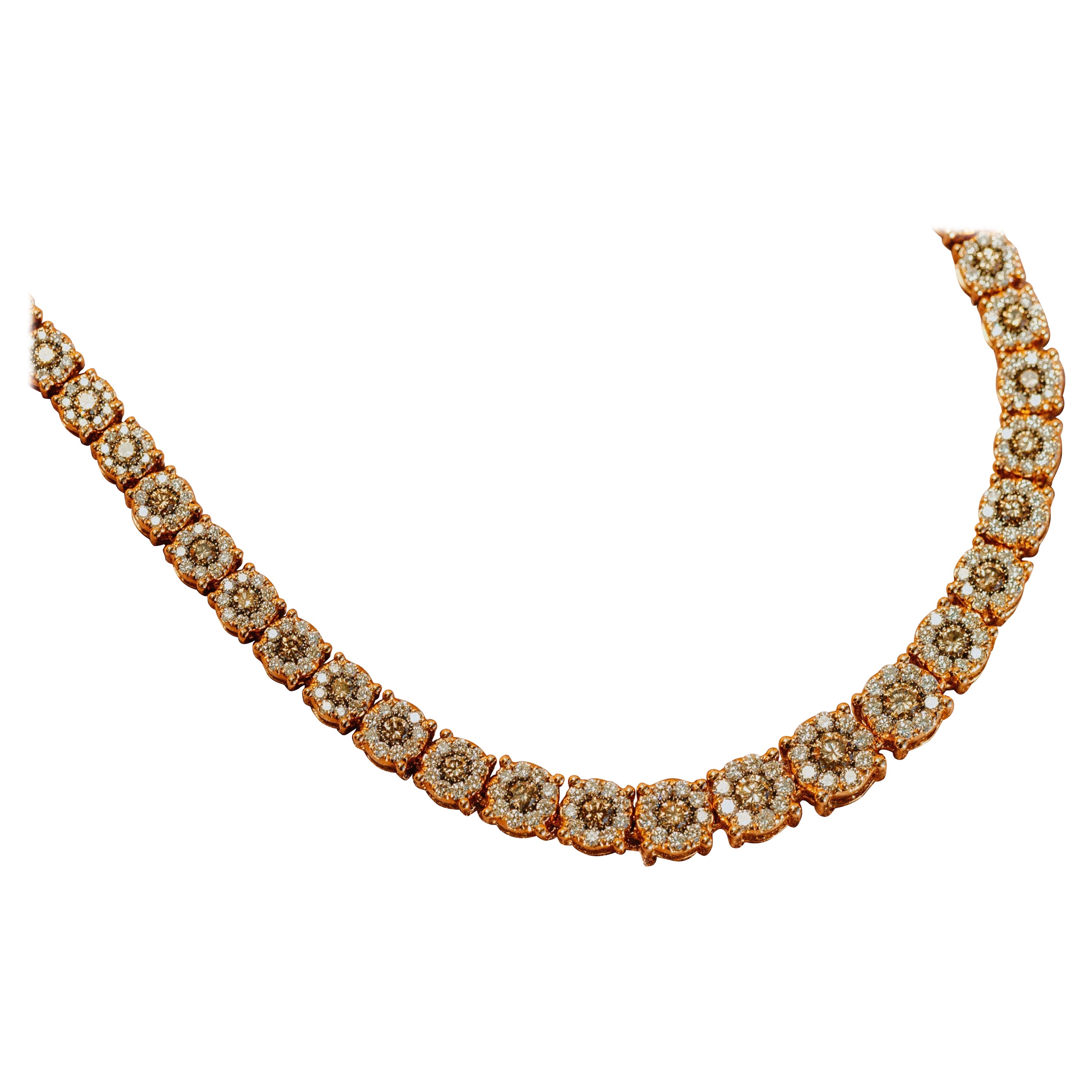 Rosewater Graduated Diamond Necklace For Sale