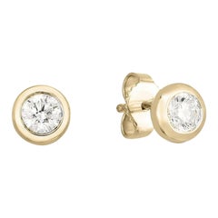 Roberto Coin Bezel Set Diamond Stud Earrings in 18K Yellow Gold, 000712AYERX0