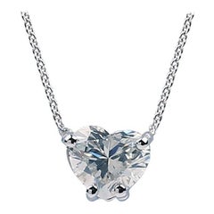 Heart-Shaped Diamond Pendant Necklace 18K White Gold Chain, Unisex Gifts