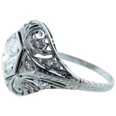 Antique Exquisite Art Deco Diamond Platinum Filigree Ring