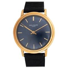 Patek Philippe Yellow Gold Blue Dial Calatrava Automatic Wristwatch Ref Y3569