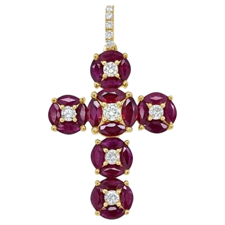 Pendentif en or jaune 18 carats, rubis et diamants