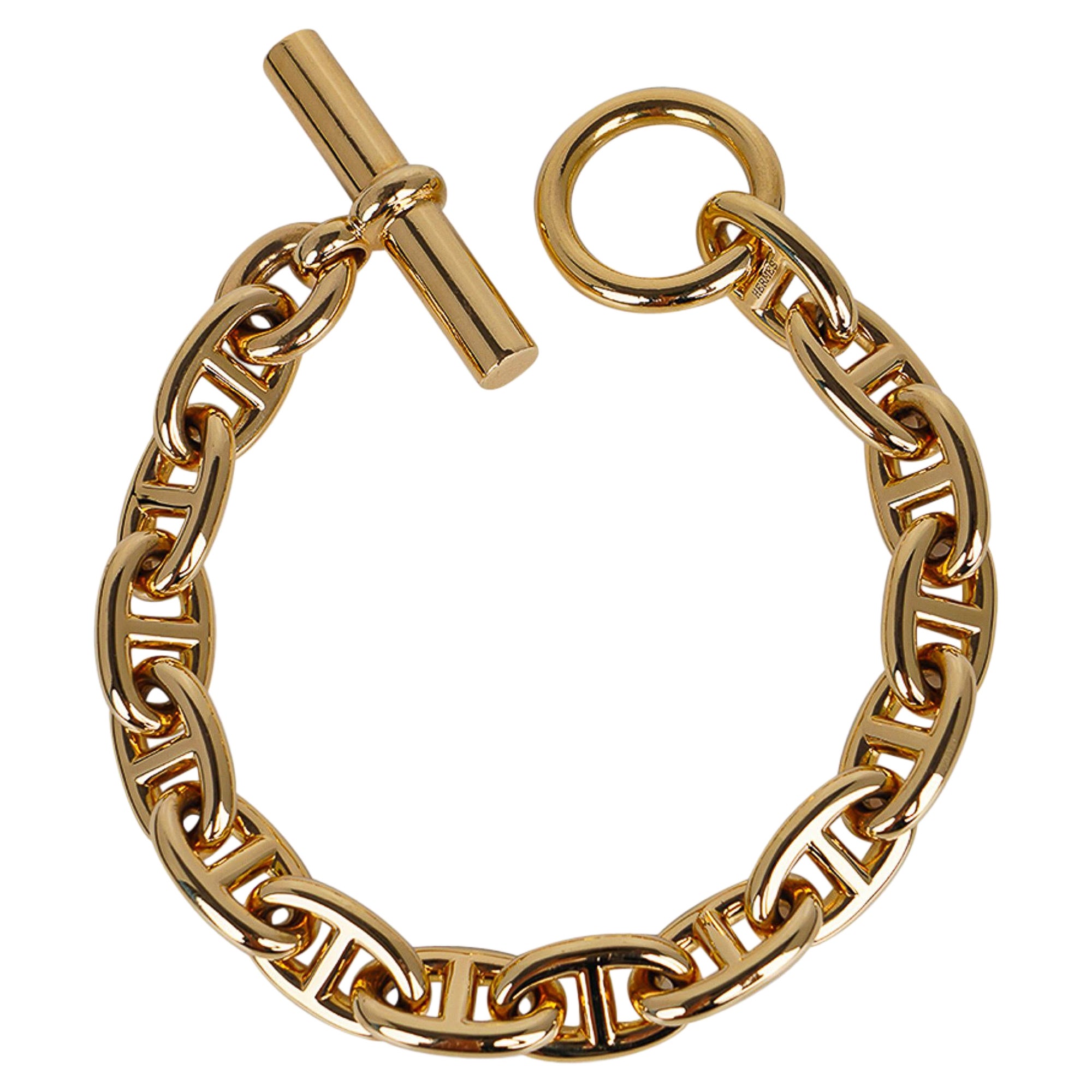 Hermes Chaine d'Ancre Bracelet Medium Model 18k Yellow Gold For Sale