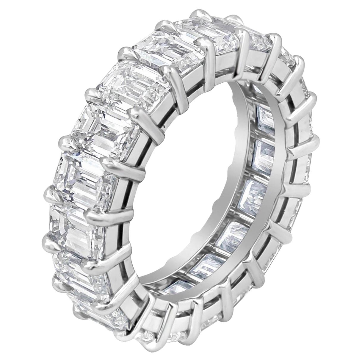 Roman Malakov 5.82 Carat Emerald Cut Diamond Eternity Wedding Band in