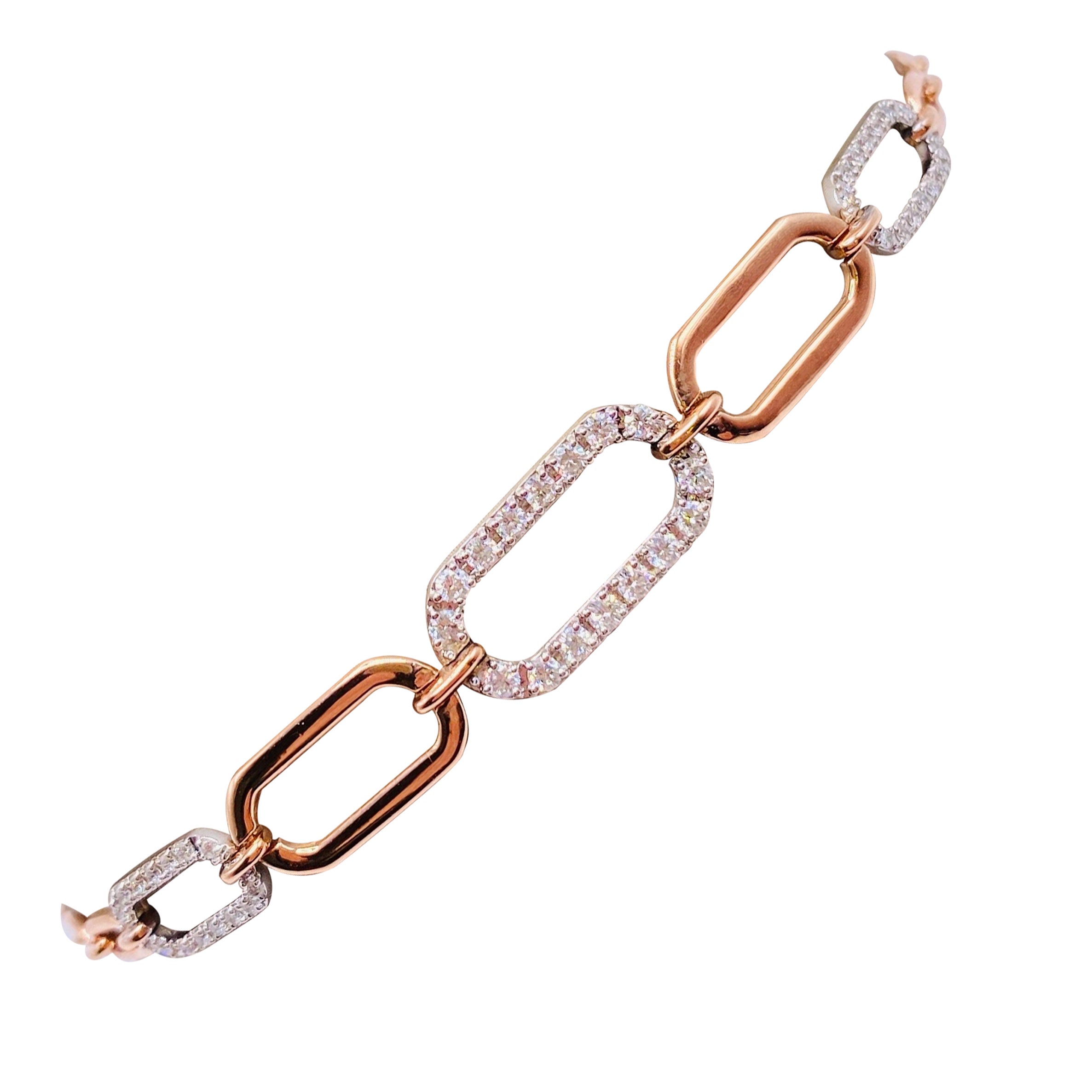 TwoTone Diamond and Gold Paper Clip Bracelet For Sale at 1stDibs