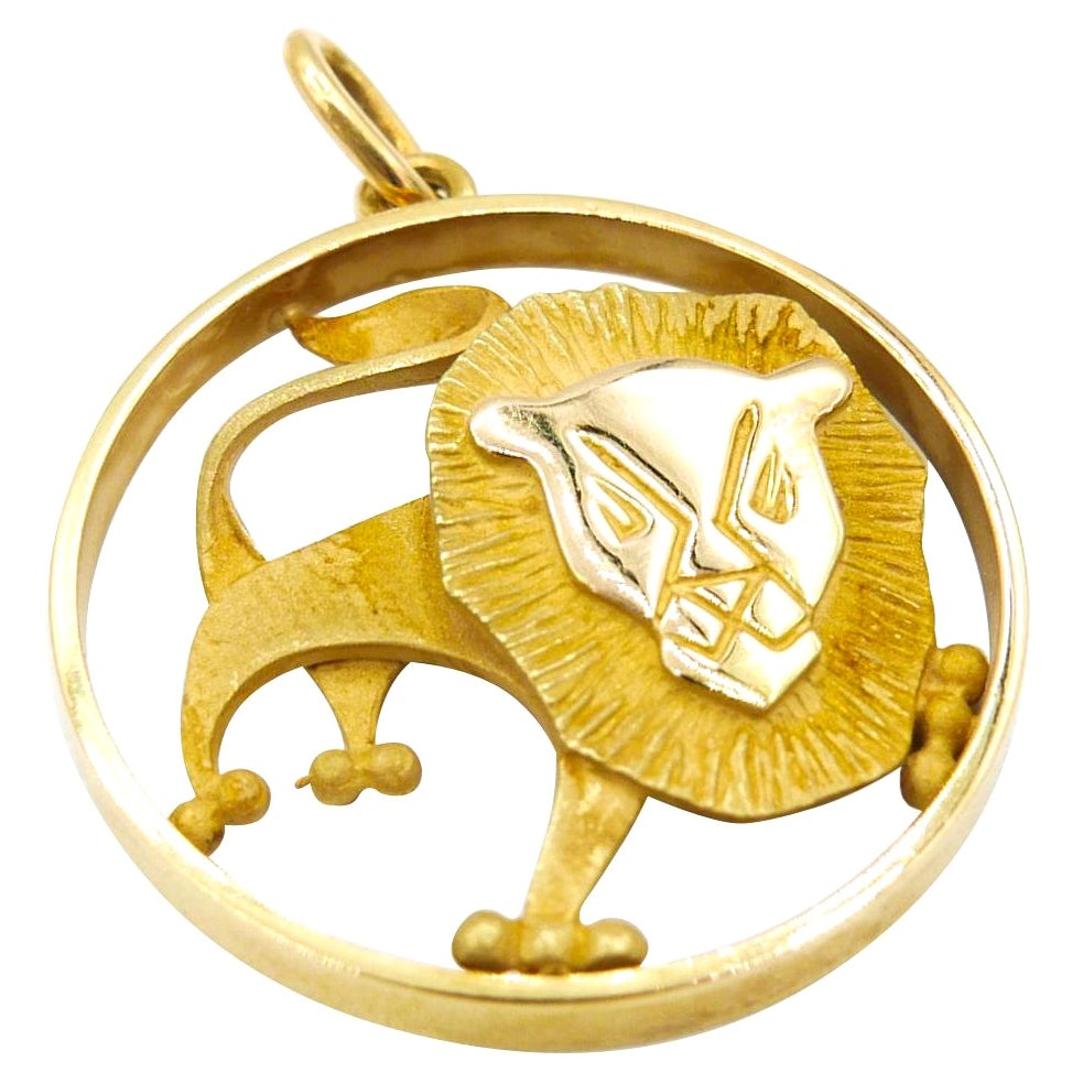 Gübelin 18 Karat Yellow Gold Leo Astrology Zodiac Pendant/Charm For Sale