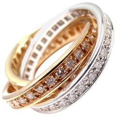 Cartier Diamond Trinity Tricolor Gold Band Ring