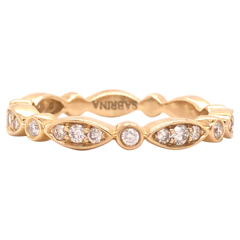 Costar 14K Yellow Gold Round & Marquise Diamond Curved Band R13617YB