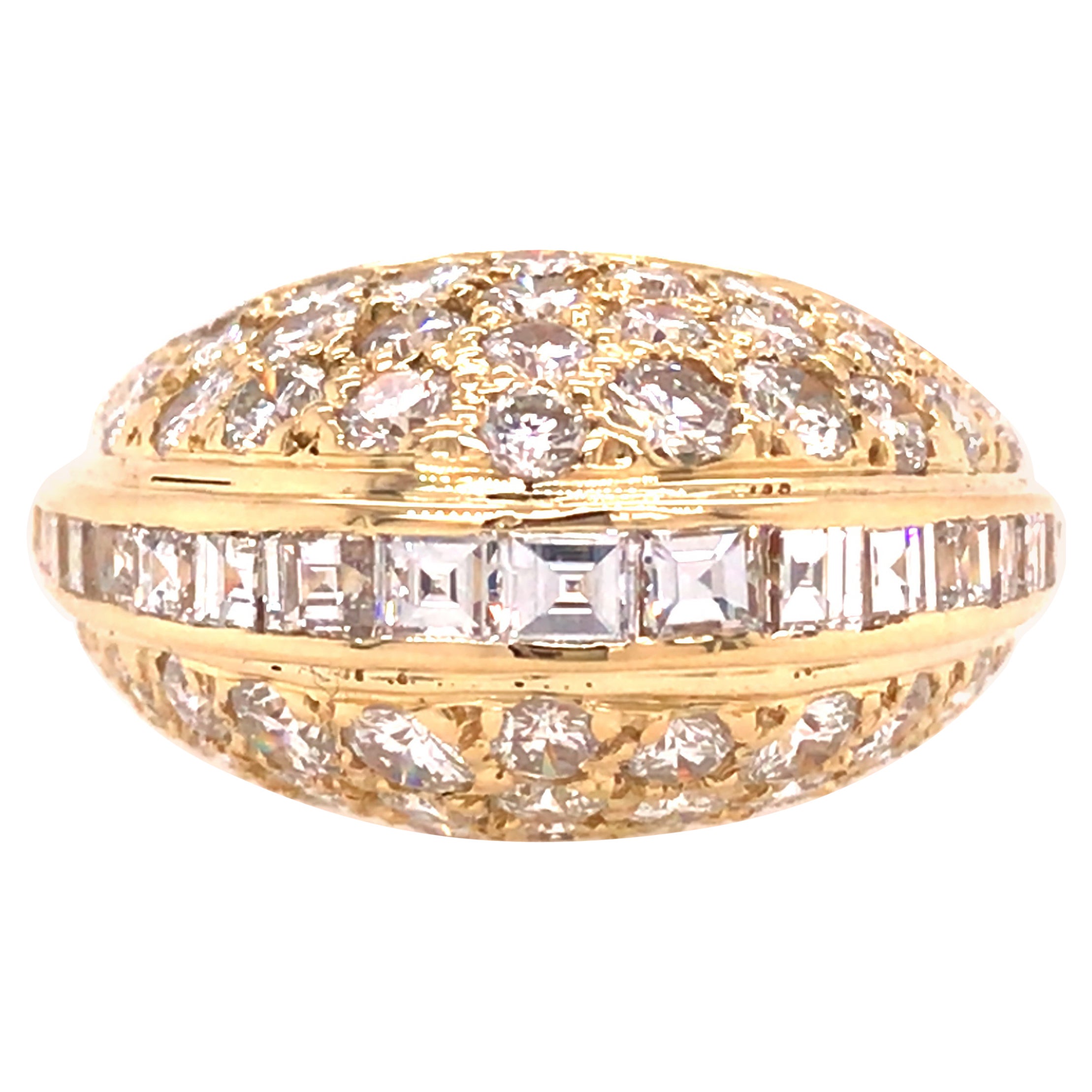 18K Diamond Dome Ring Yellow Gold For Sale