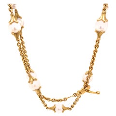 Morelli 18K Yellow Gold Pearl Station Necklace