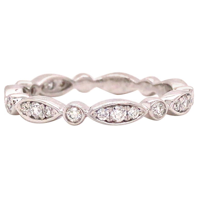 14K Diamond Marquise and Round Shape Band White Gold For Sale at 1stDibs