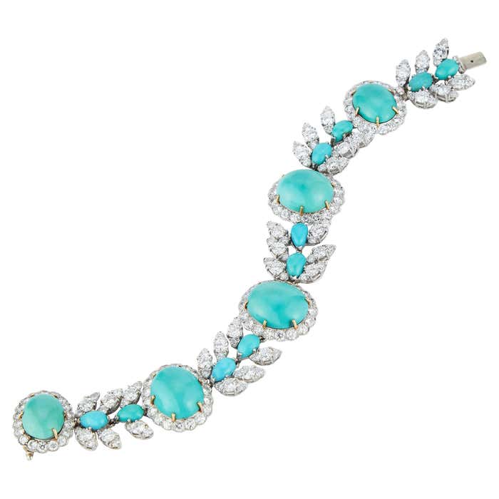 Van Cleef and Arpels Turquoise and Diamond Bracelet For Sale at 1stDibs ...
