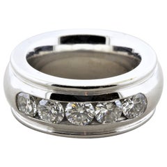 5 Diamanten breiter Bandring aus Gold
