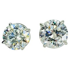 GIA Certified 6.00 Carat Round Diamond Pair Stud Earrings