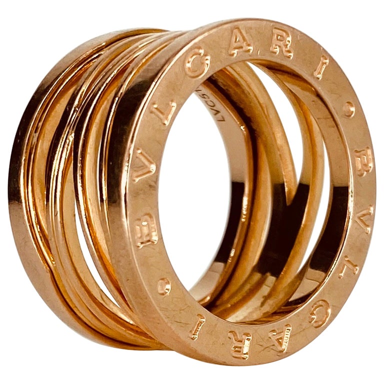 Bvlgari 18k Rose Gold B ZERO1 3 Band Ring - Size 6 For Sale at 1stDibs