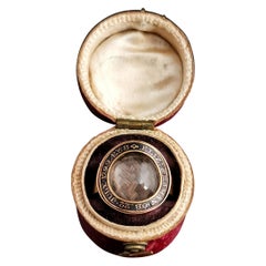 Antique Georgian mourning ring, 12k gold, Black enamel and Hairwork, boxed 