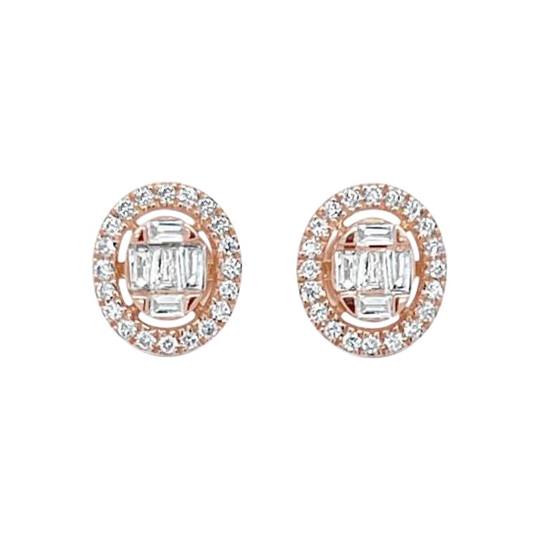 18ct Rose Gold Diamond Earring Studs For Sale