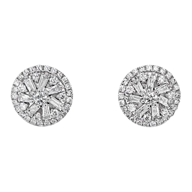 Imperial Jewels 18ct White Gold Diamond Stud Earrings For Sale