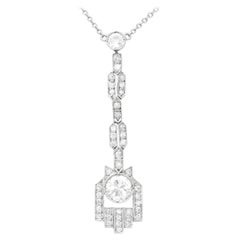Antique Art Deco 1.75 Carat Diamond and Platinum Drop Pendant