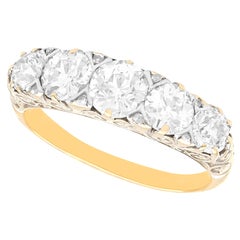 Bague ancienne à cinq pierres en or jaune 15 carats et diamants de 2,52 carats 