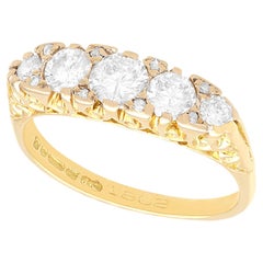 1.10 Carat Diamond and 18k Yellow Gold Five Stone Ring
