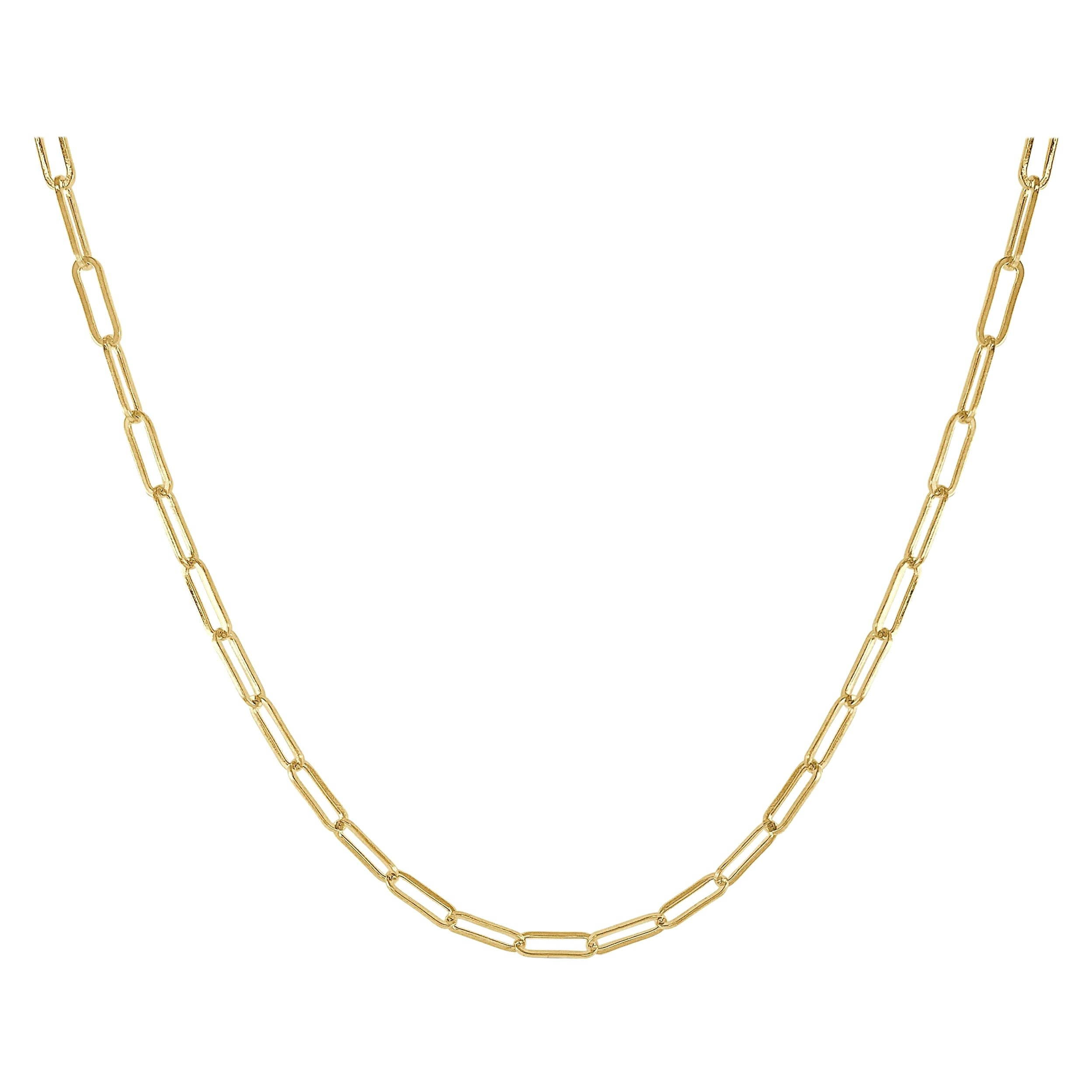 14 Karat Yellow Gold Link Paperclip Chain Link Necklace For Sale