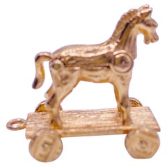 Yellow Gold Moveable Trojan Horse Charm