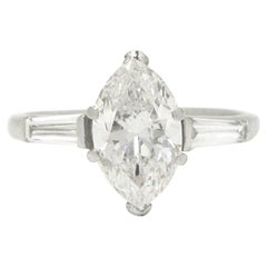 Estate Art Deco 2.17 Carat Marquise Diamond Engagement Ring GIA Certified E/SI1